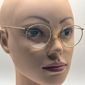 Antique Eyeglasses NON RX Clear Lens Thin Wire | SMALL Round Gold | Cable Temple